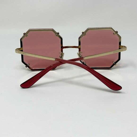Dolce Gabbana Octagon Sunglasses DG 2216 02/84  55[] 20 Red Lenses Gold Hardware - Picture 15 of 16